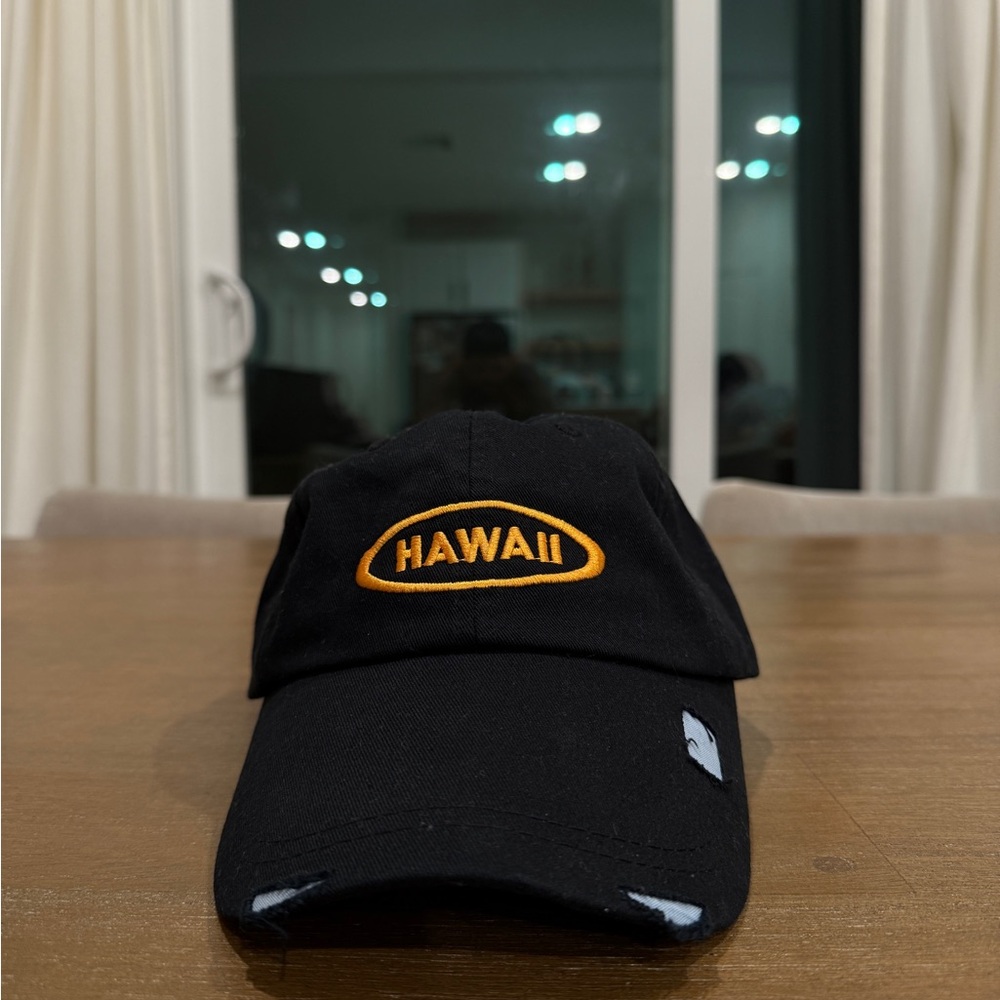 Black Hawaii Cap with Orange Embroidery